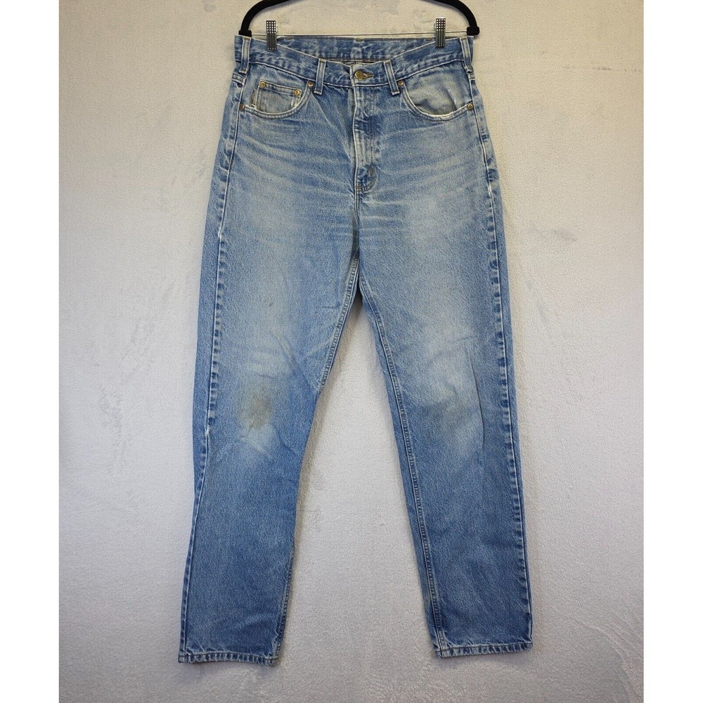Vintage Carhartt Jeans 33x34 Straight Relaxed Fit Denim Thrashed Grunge Workwear